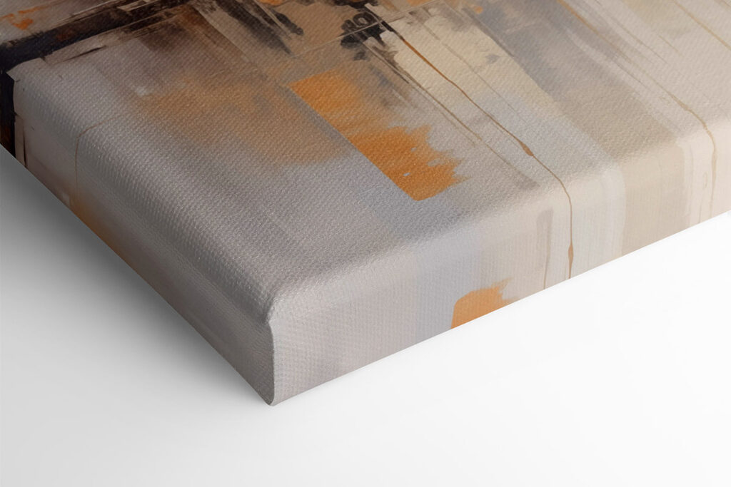 Painting of a city with a bridge over water Painting of a city with a bridge over water