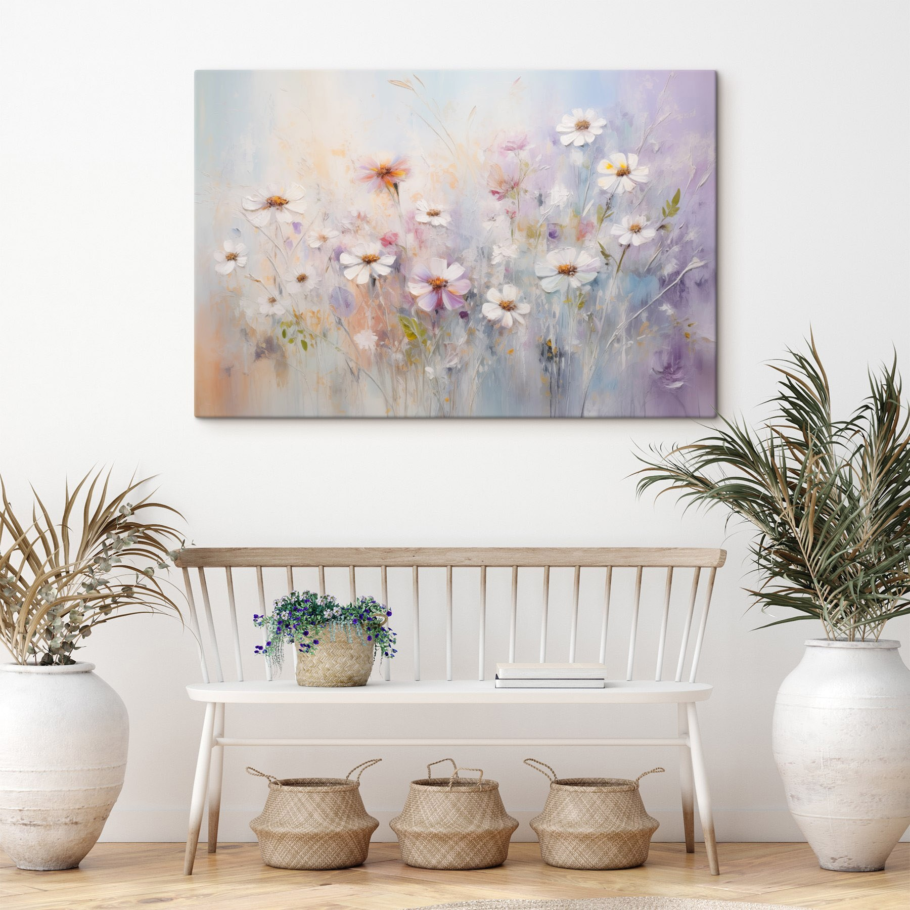 Painting of flowers in a field