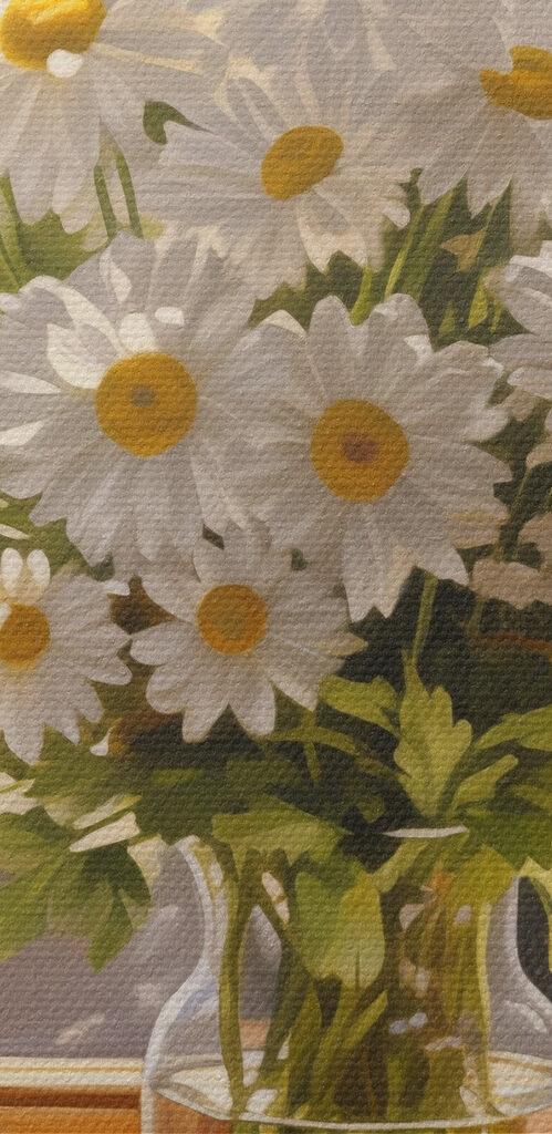 Bouquet of daisies in a glass vase