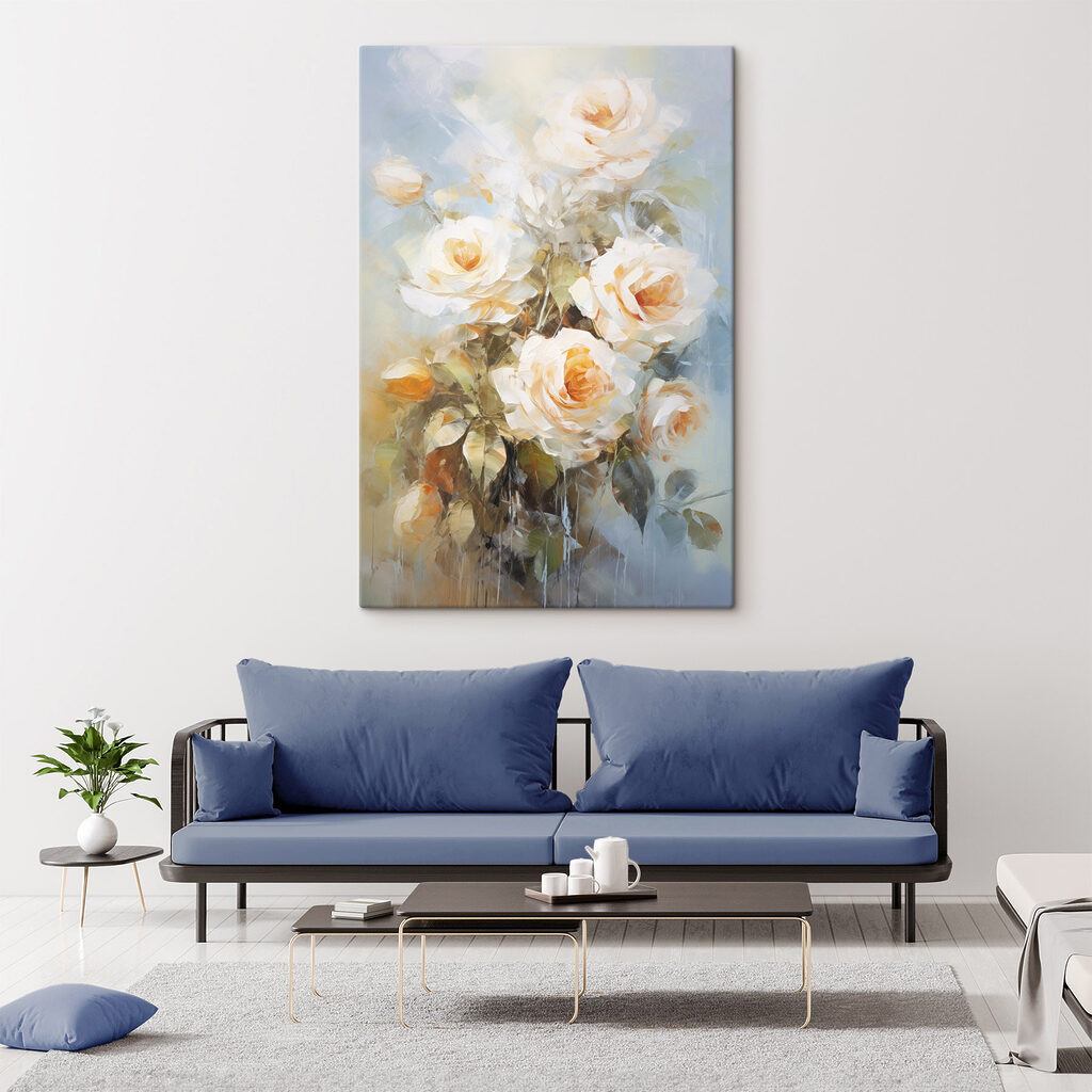 Painting of white roses