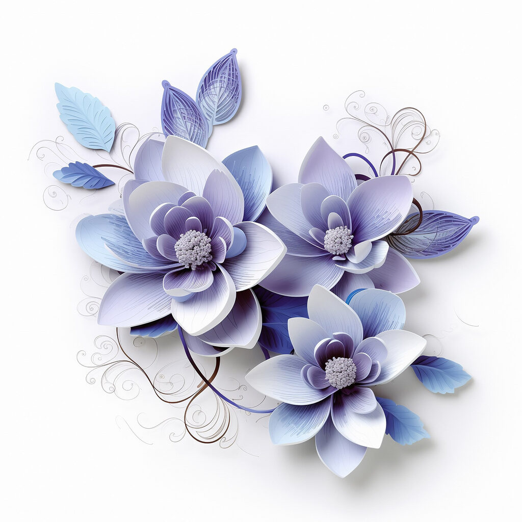 Group of flowers with leaves