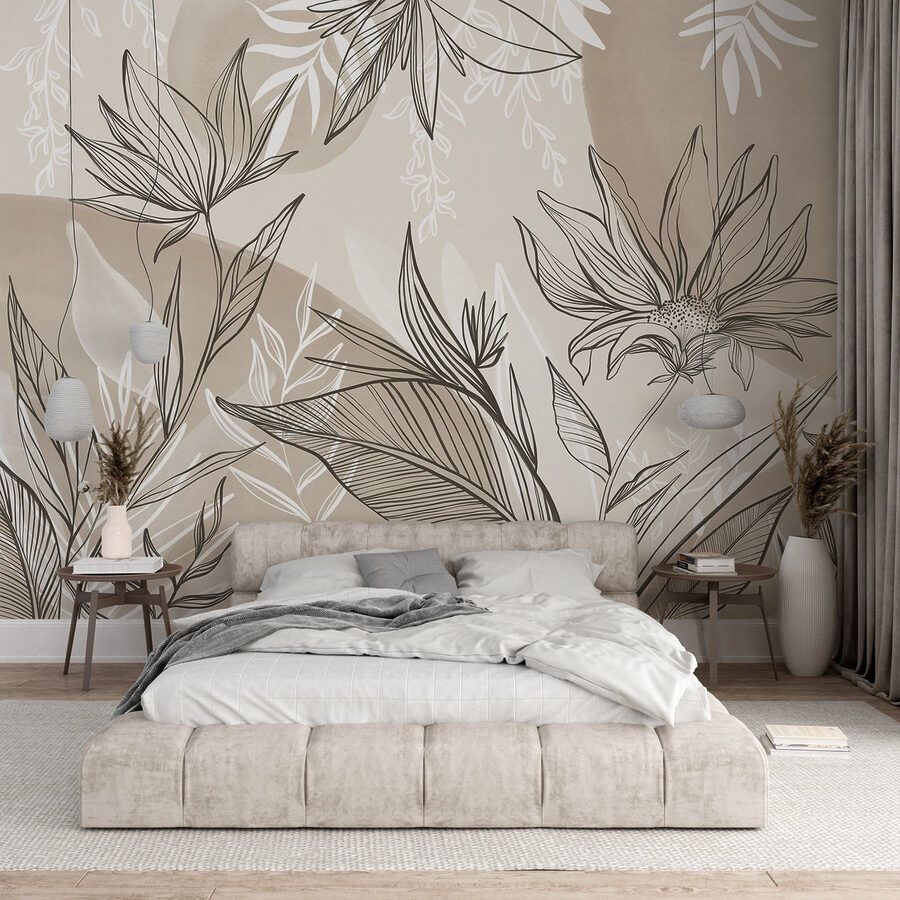 Jemný design květinových linií Jemný design květinových linií