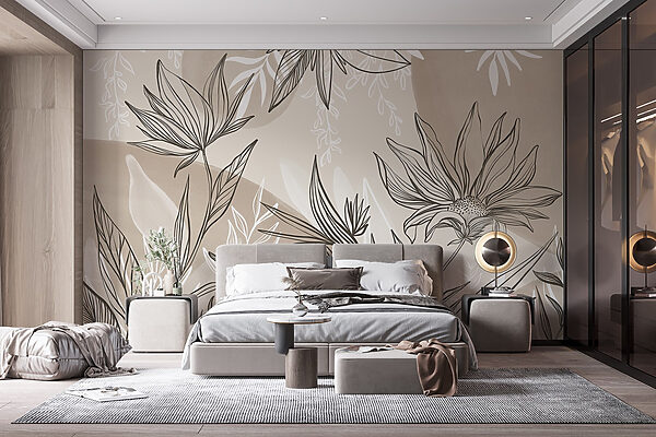 Jemný design květinových linií Jemný design květinových linií
