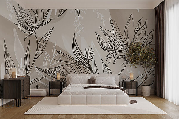 Jemný design květinových linií Jemný design květinových linií