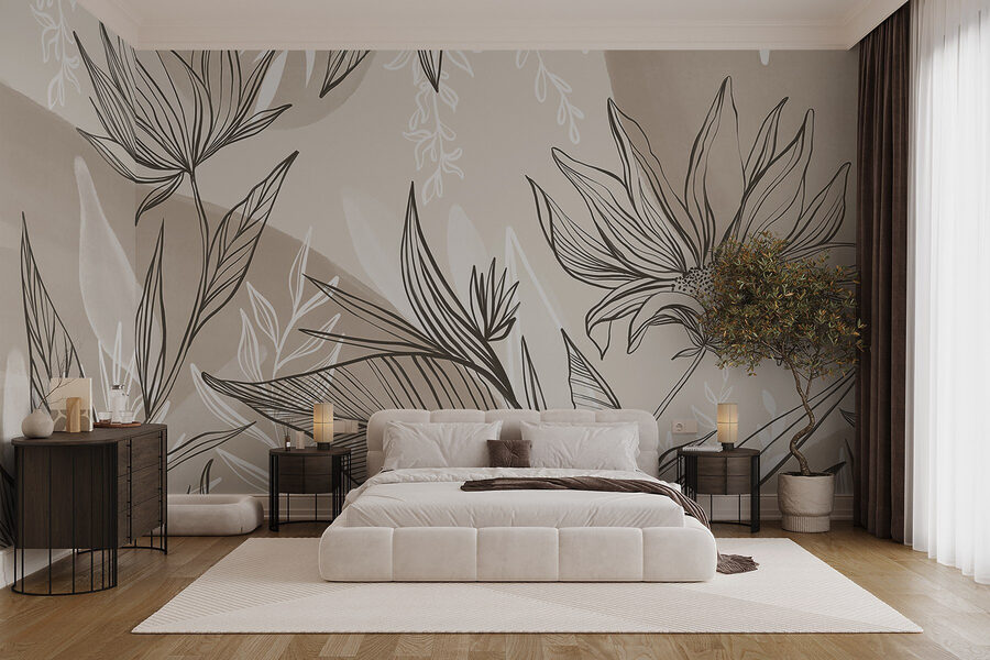 Jemný design květinových linií Jemný design květinových linií