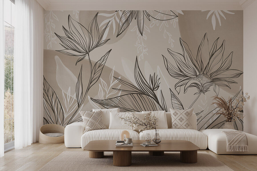 Jemný design květinových linií Jemný design květinových linií