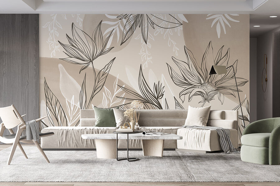 Jemný design květinových linií Jemný design květinových linií