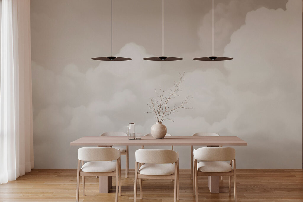 Bílá místnost s kruhovými dveřmi