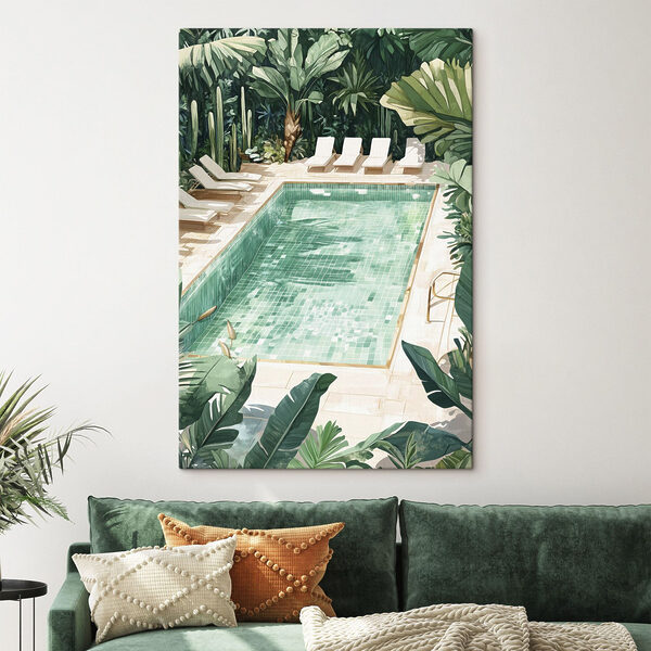 Pool with chairs and trees Pool with chairs and trees