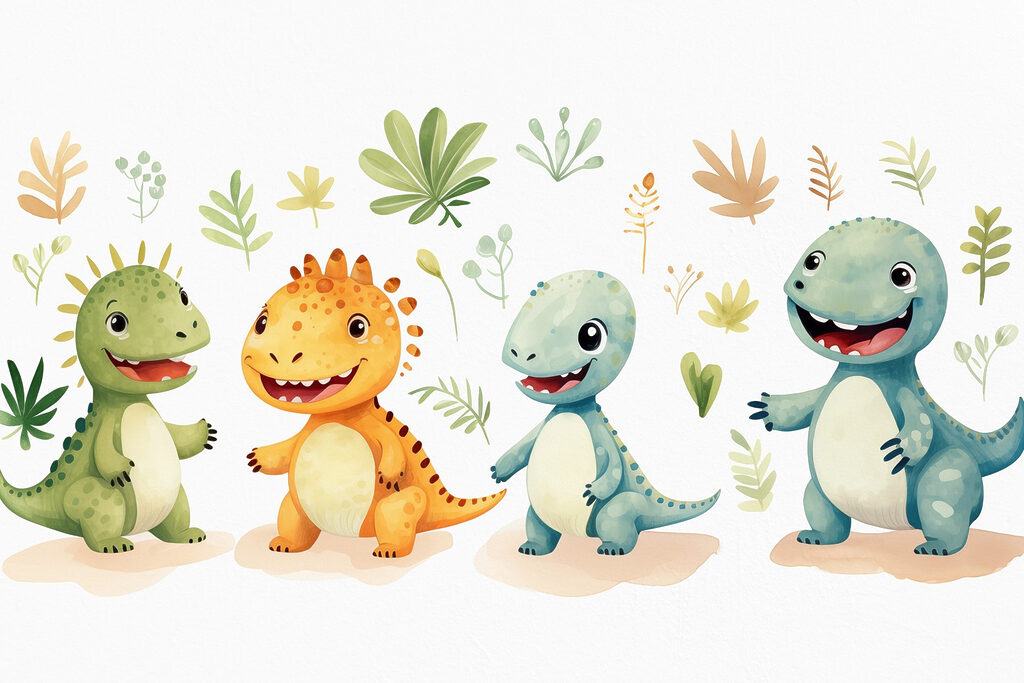 Skupina kreslených dinosaurů Skupina kreslených dinosaurů