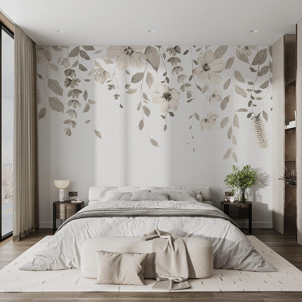 Jemný botanický design na bílém pozadí Jemný botanický design na bílém pozadí