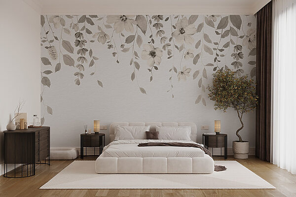 Jemný botanický design na bílém pozadí Jemný botanický design na bílém pozadí