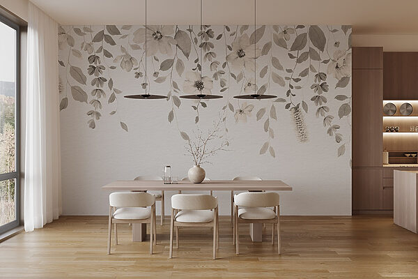Jemný botanický design na bílém pozadí Jemný botanický design na bílém pozadí