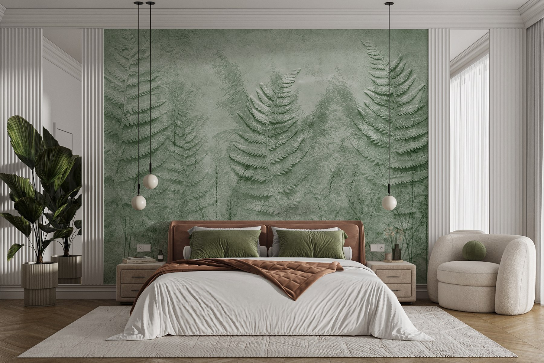 Fern fronds in a wall