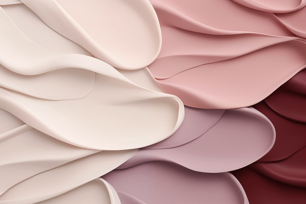 Group of pink and white wavy fabric