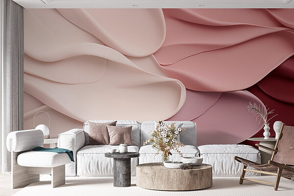 Group of pink and white wavy fabric