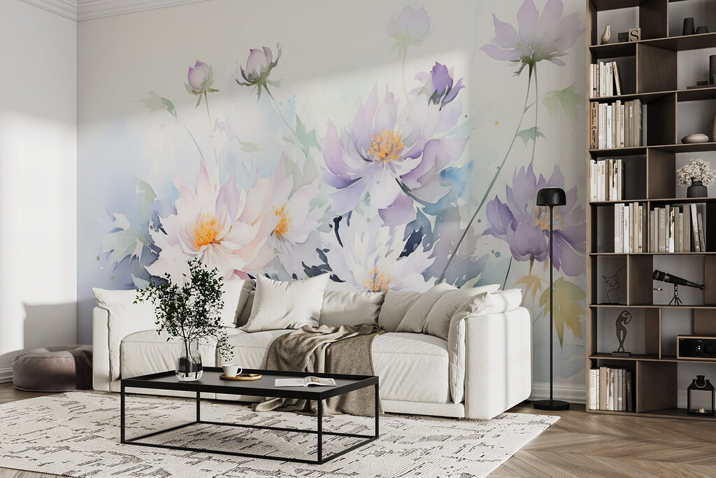 Painting of flowers on a white background Painting of flowers on a white background