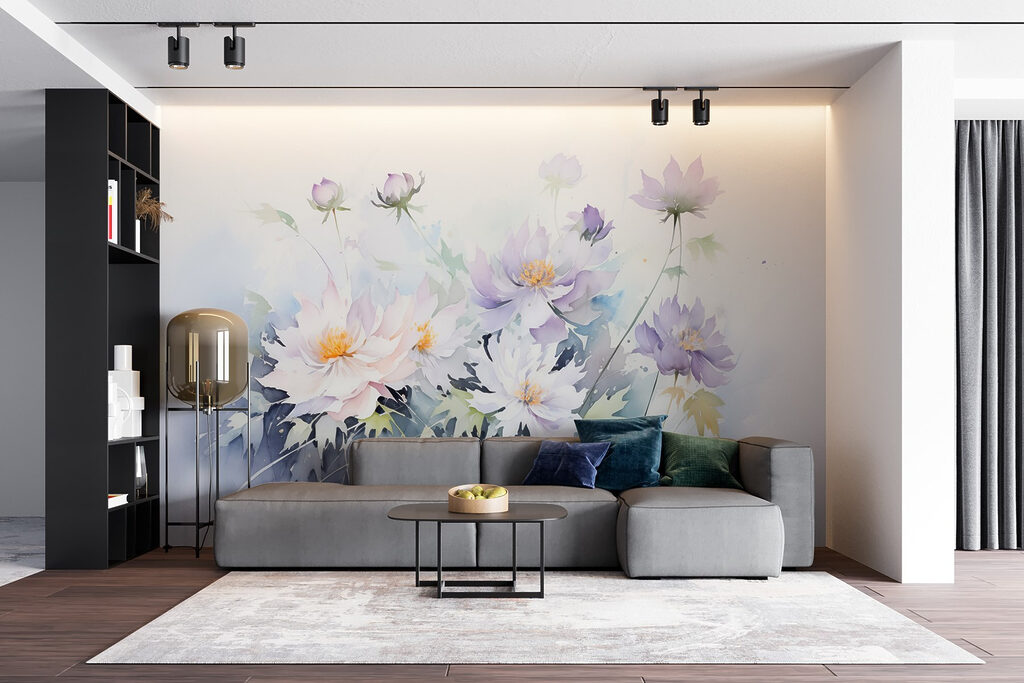 Painting of flowers on a white background Painting of flowers on a white background