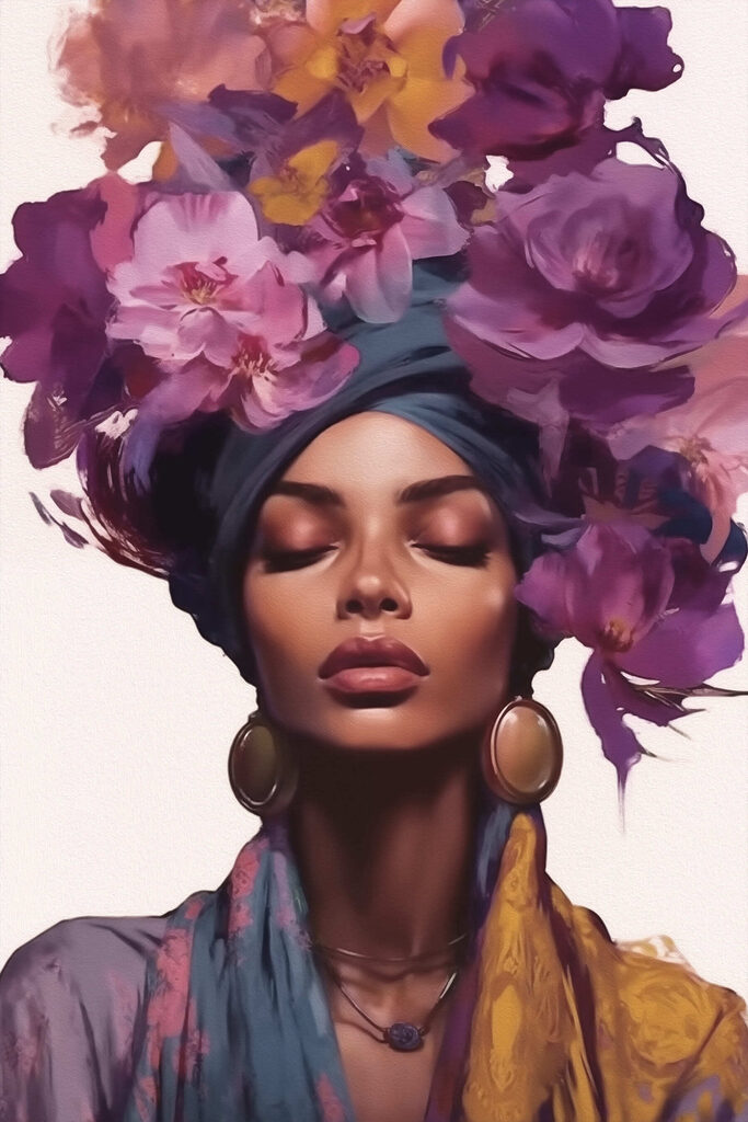 Woman with flowers on her head Woman with flowers on her head