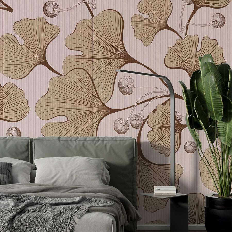 Elegantní botanický vzor v jemných tónech.