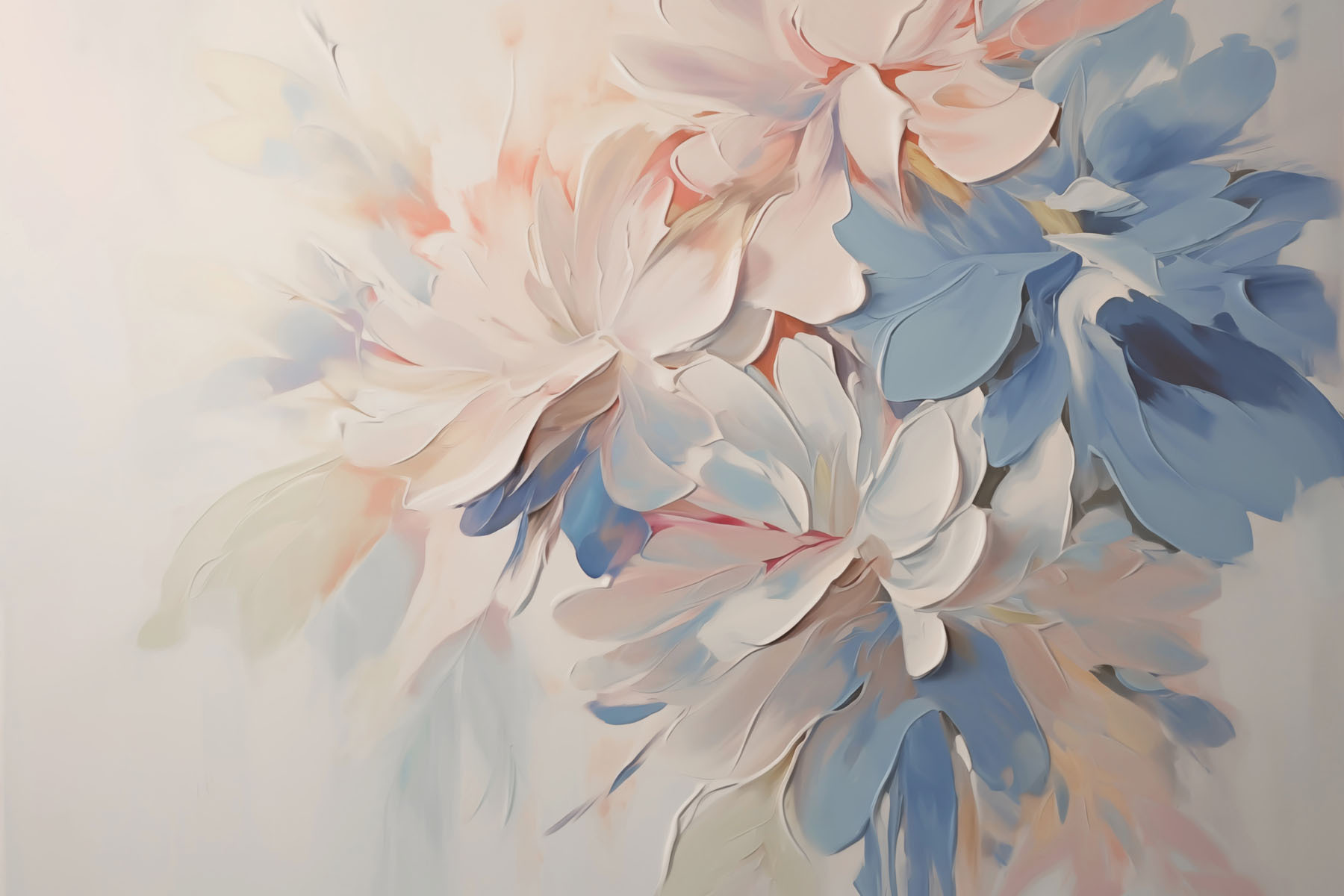 Painting of flowers on a white surface Painting of flowers on a white surface