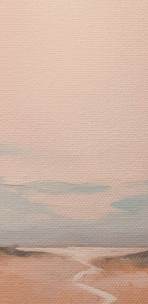 Painting of a river running through a field