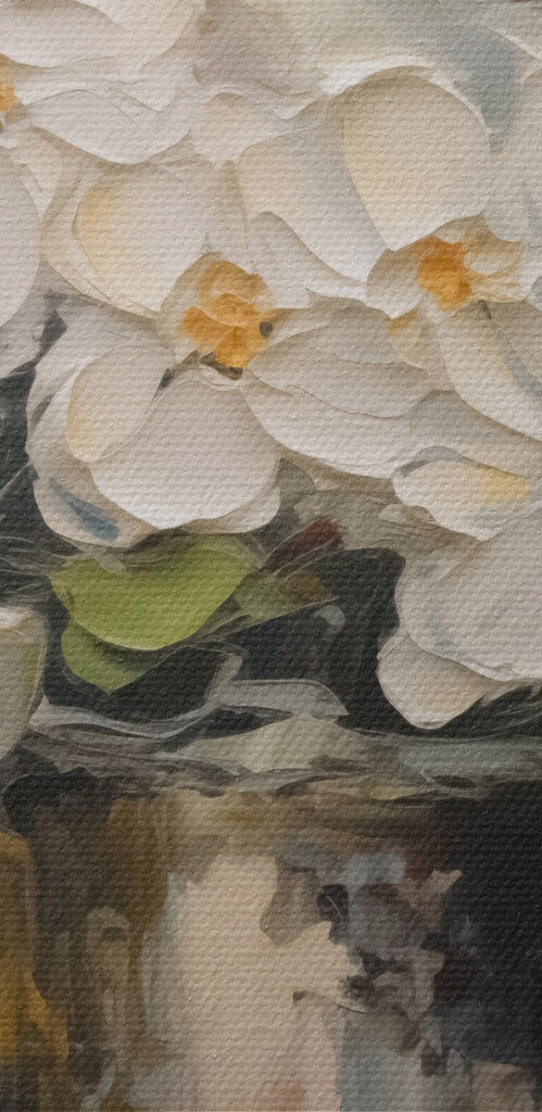 Painting of flowers in a bucket Painting of flowers in a bucket