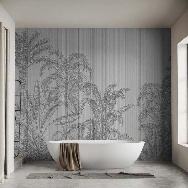 Šedé a bílé pozadí s palmami Šedé a bílé pozadí s palmami