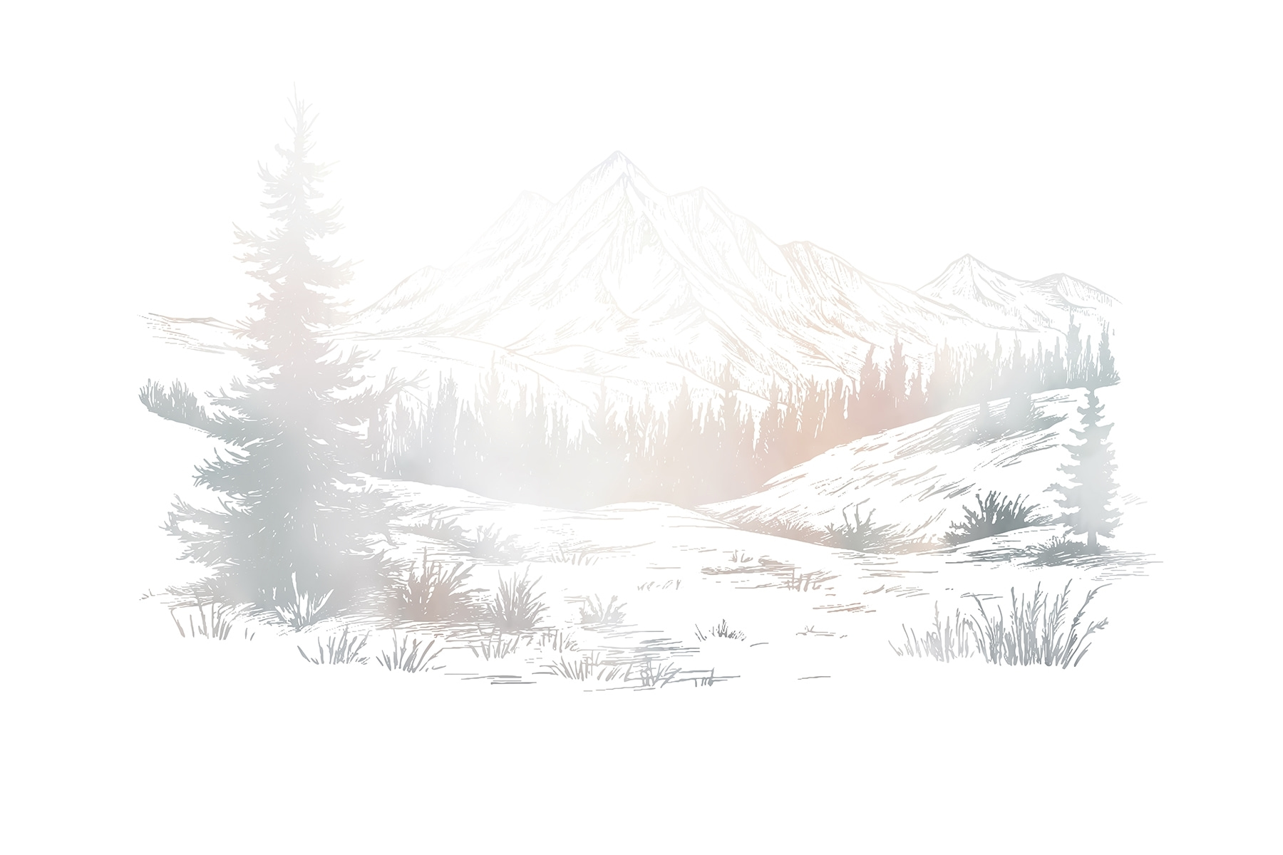 Landscape with trees and mountains