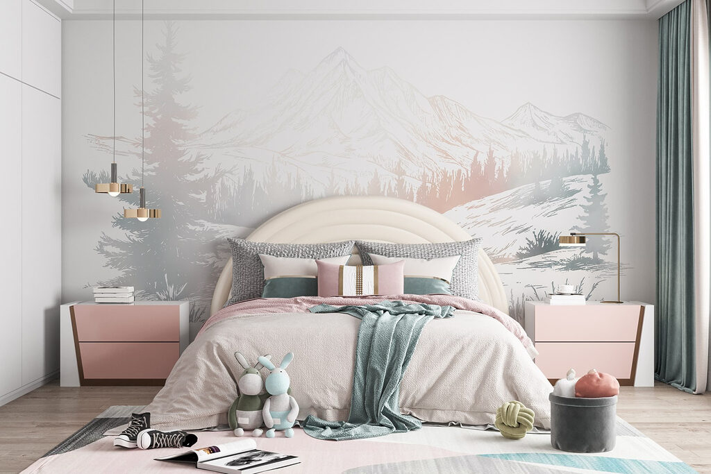 Landscape with trees and mountains