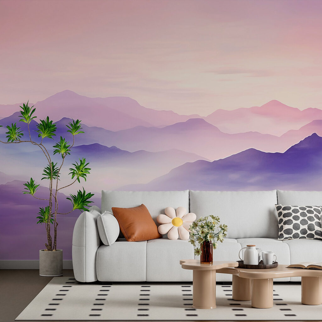 Landscape of mountains with clouds