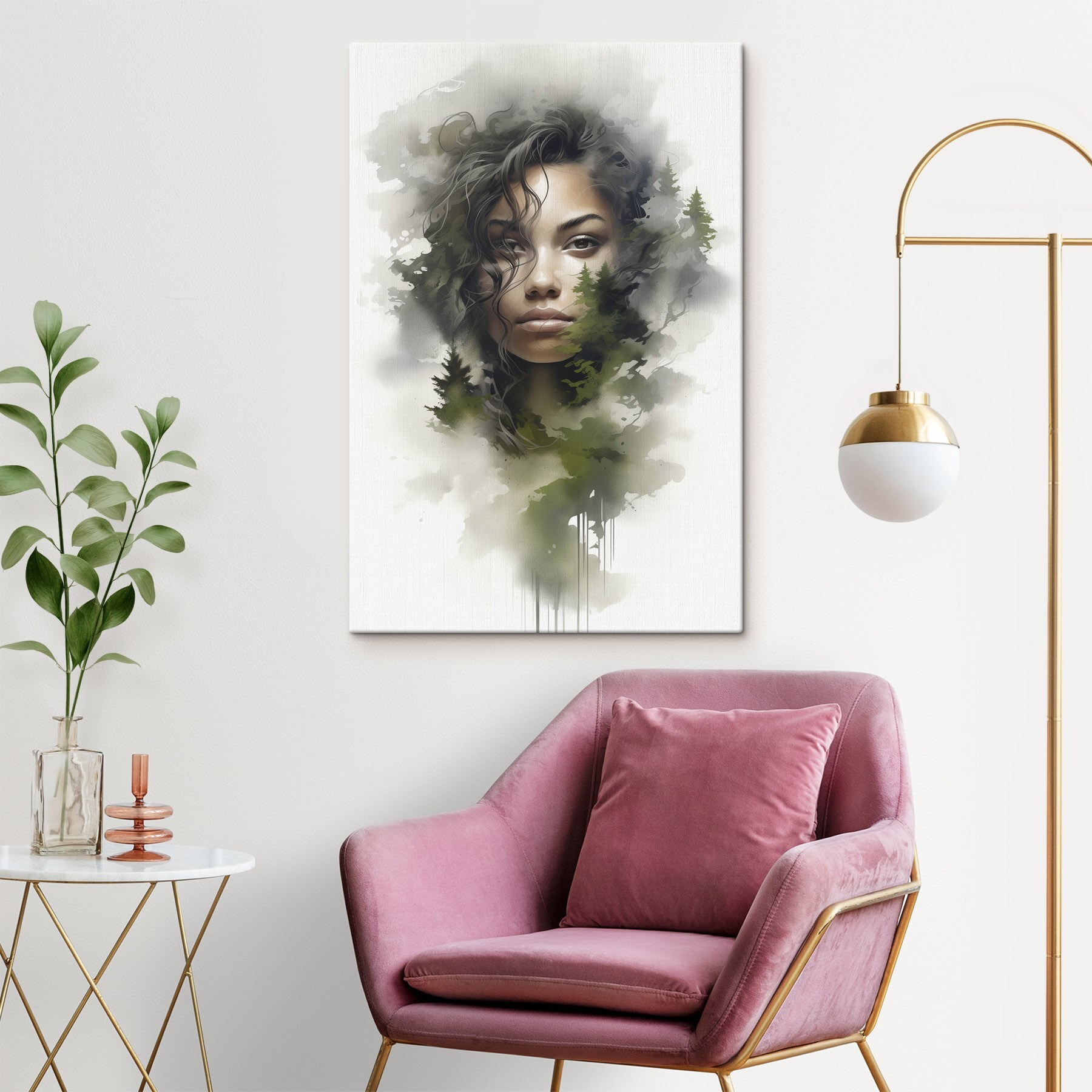 Woman's face with trees in the background