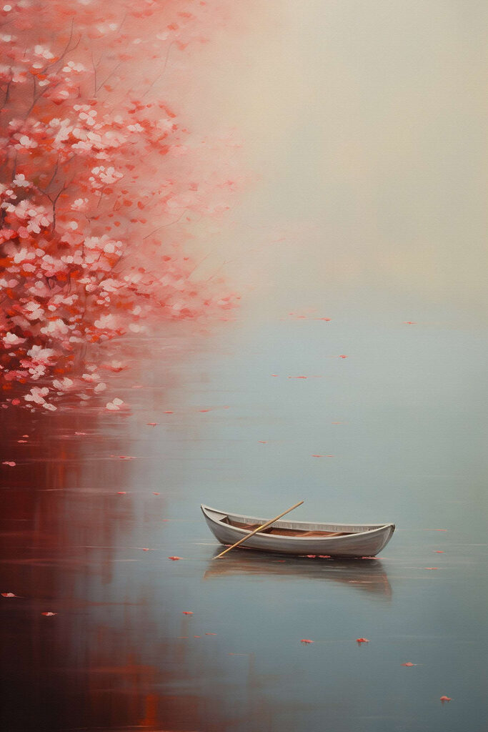 Painting of a boat in water