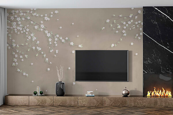 Větev stromu s bílými květy Větev stromu s bílými květy