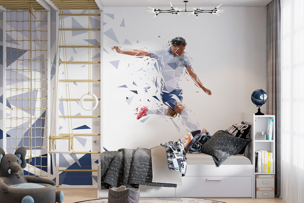 Man kicking a football ball