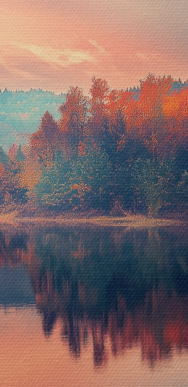 Jezero se stromy a mraky na obloze Jezero se stromy a mraky na obloze