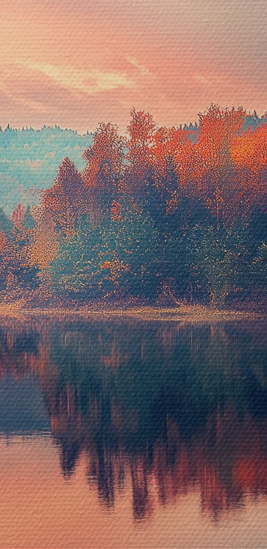Jezero se stromy a mraky na obloze