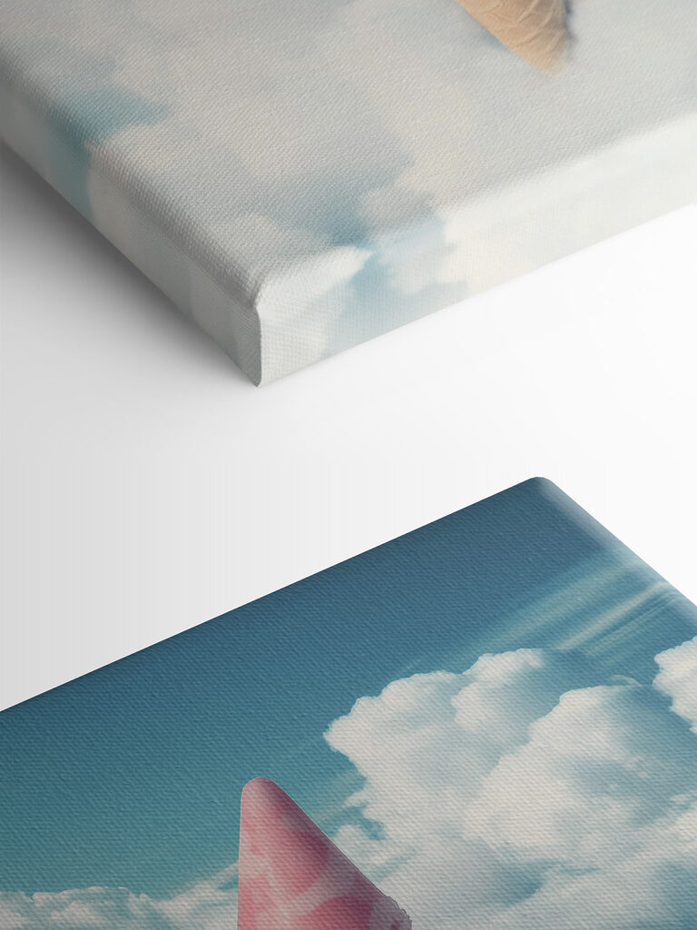 Pink ice cream cone in the clouds