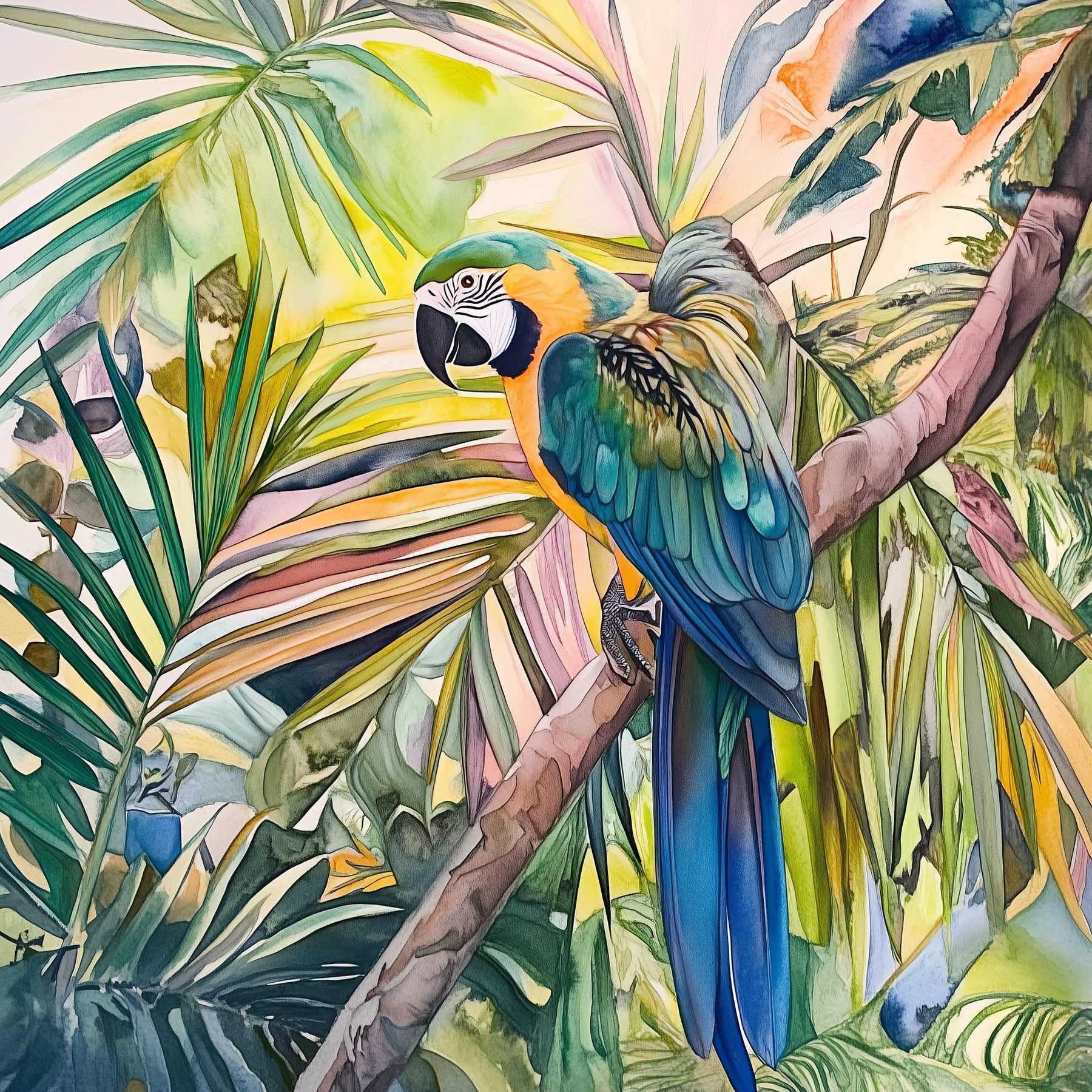 Colorful bird on a tree branch