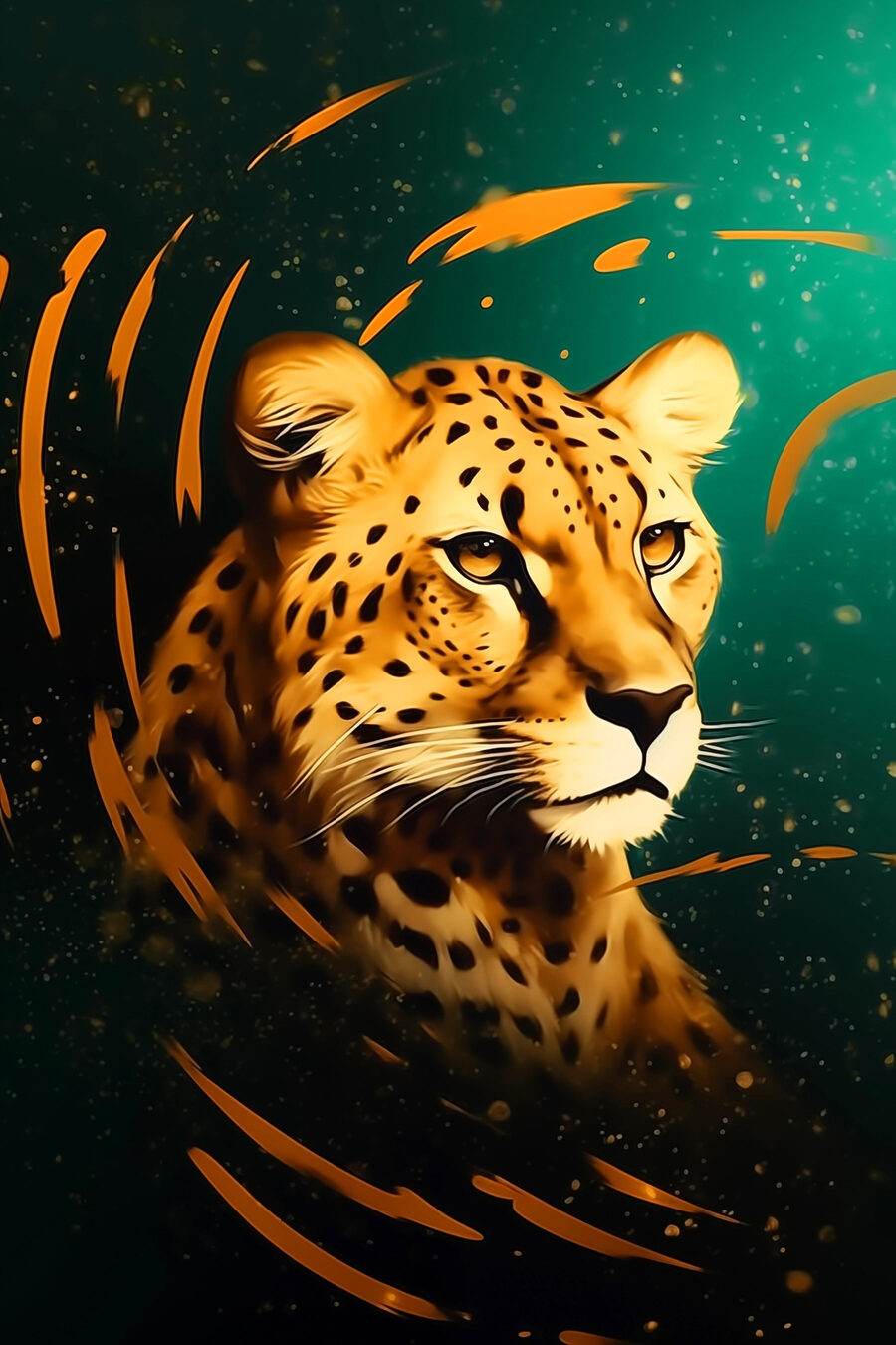 Gepard s oranžovými skvrnami