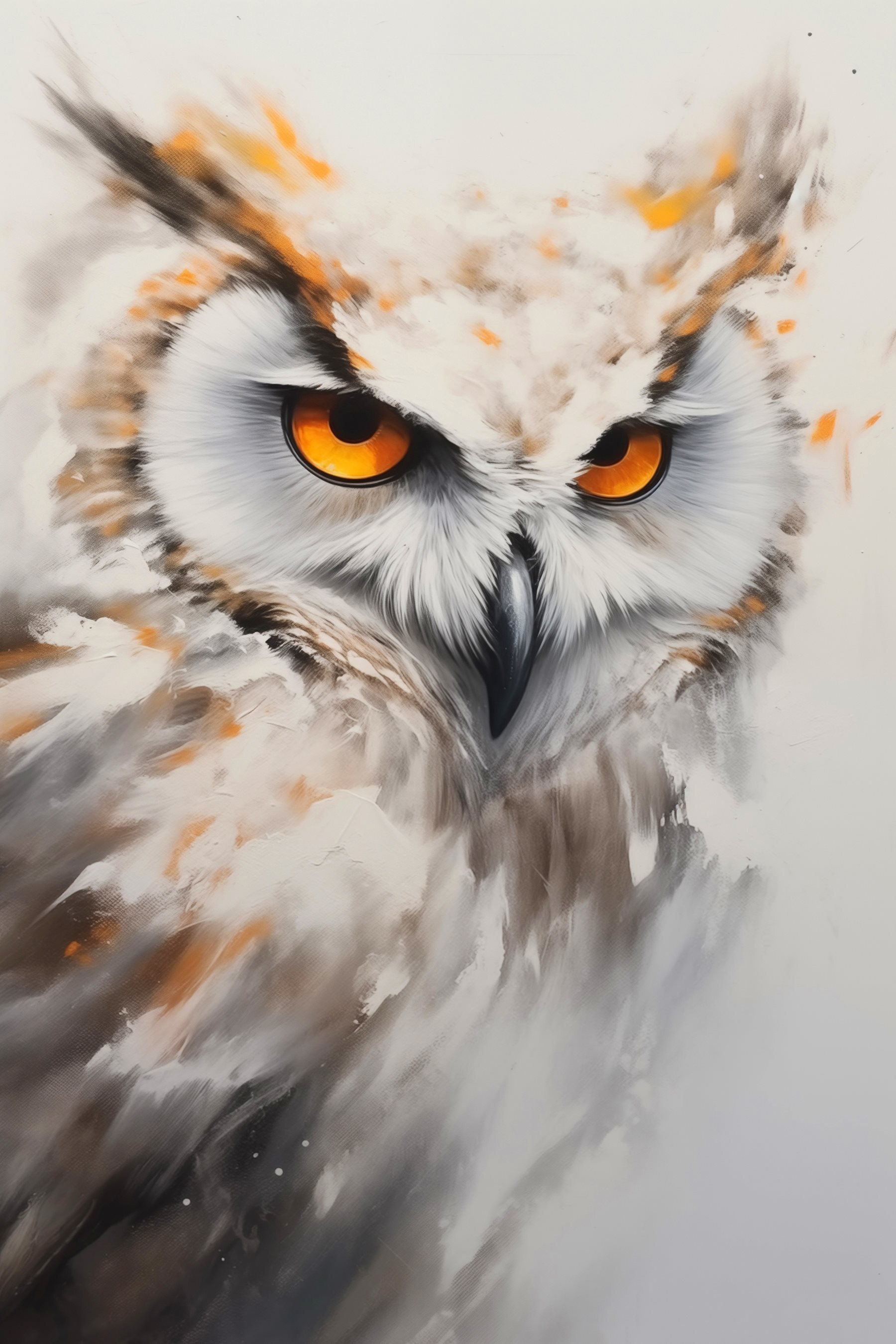 An owl with yellow eyes