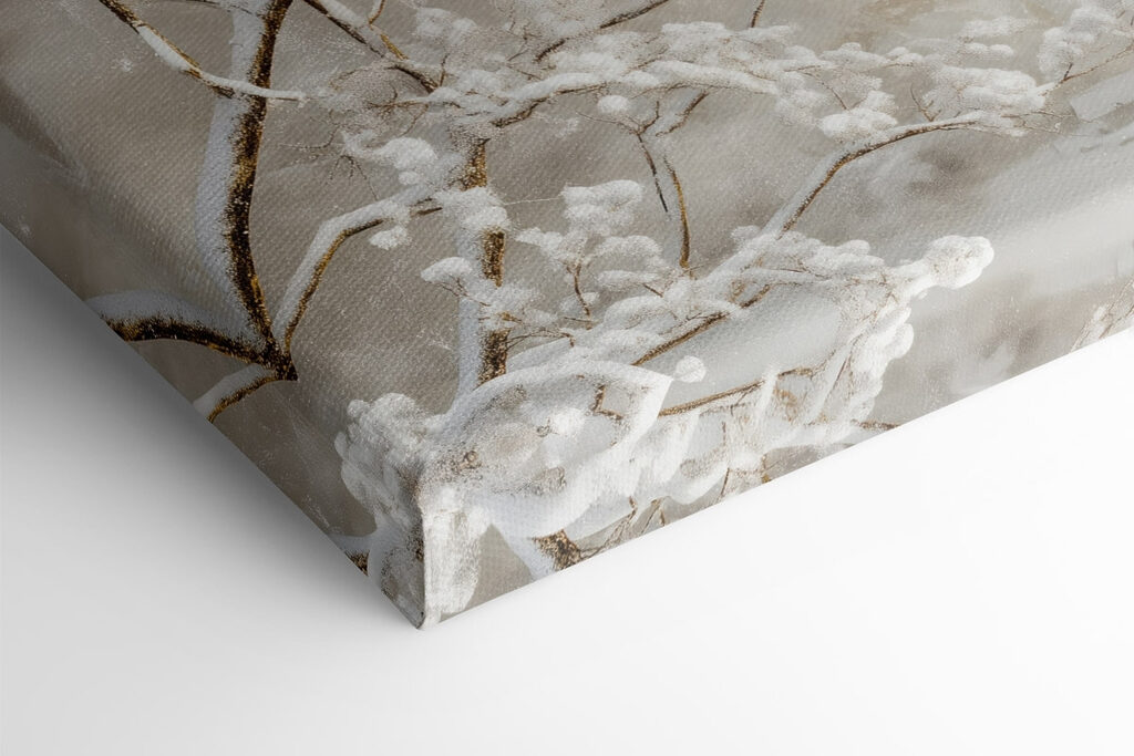 Snow covered trees in a snowy landscape