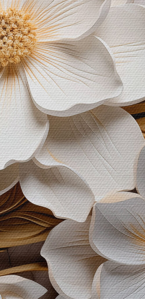 Group of white flowers and leaves