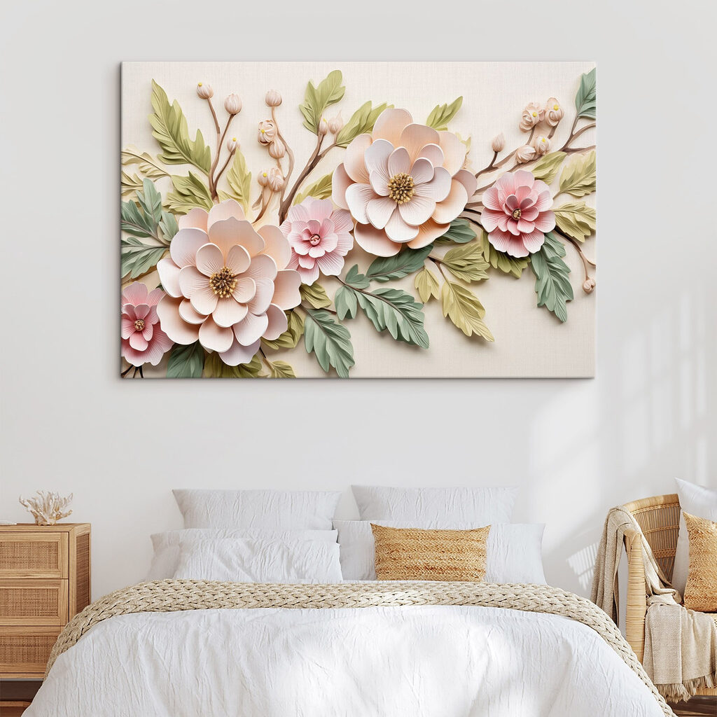 Paper flowers and leaves