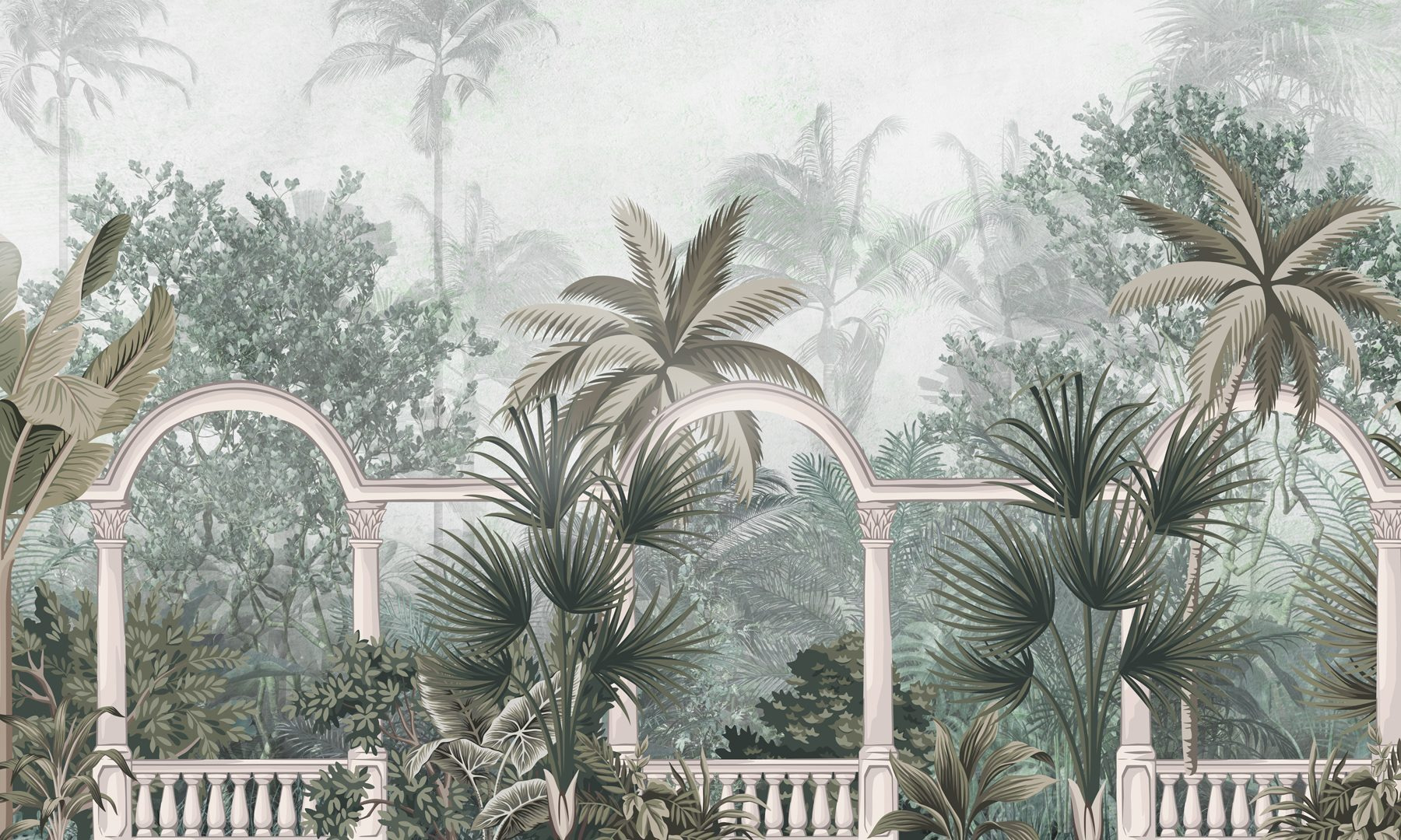Wallpaper with palm trees and a balcony Wallpaper with palm trees and a balcony