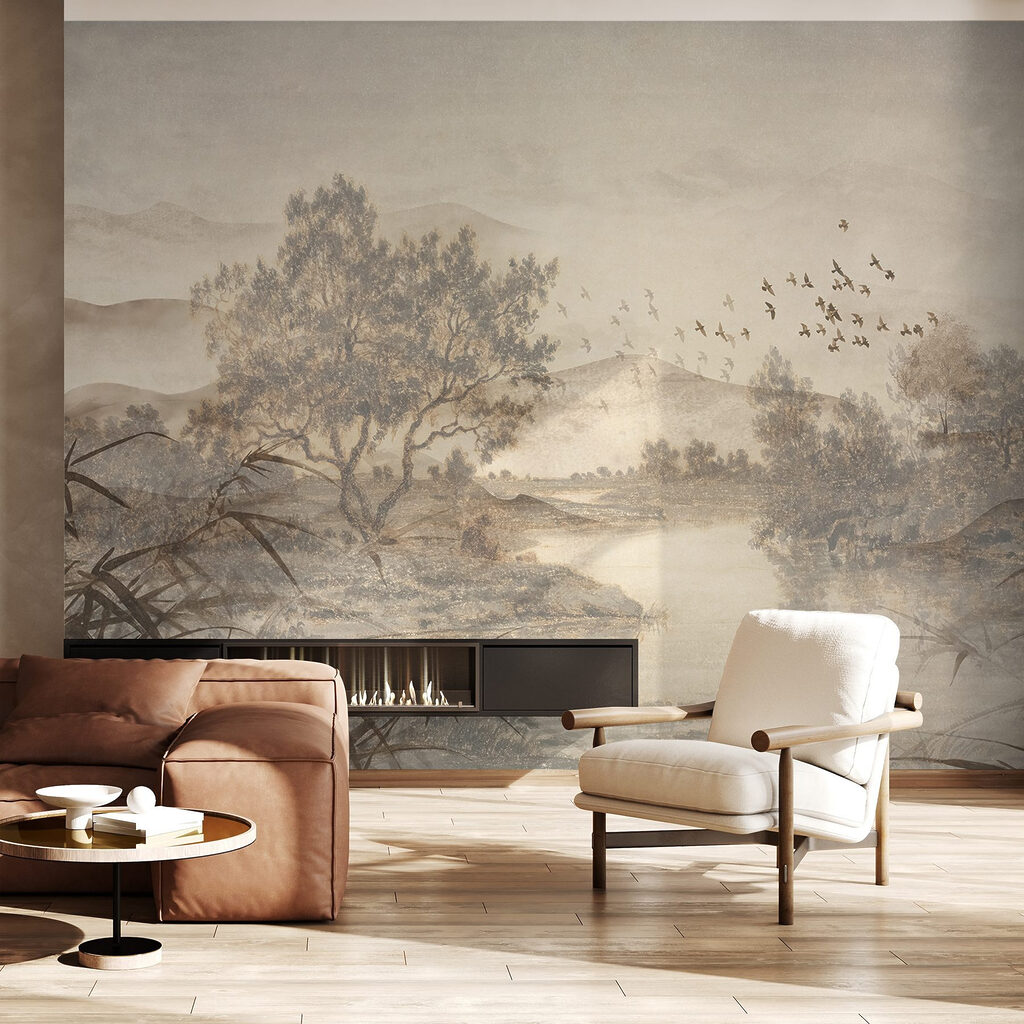 Landscape with trees and a river