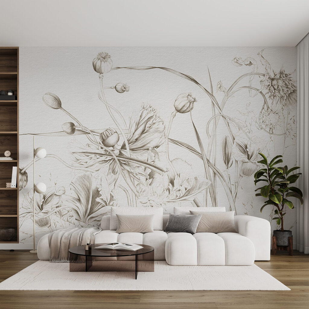 Drawing of flowers and leaves