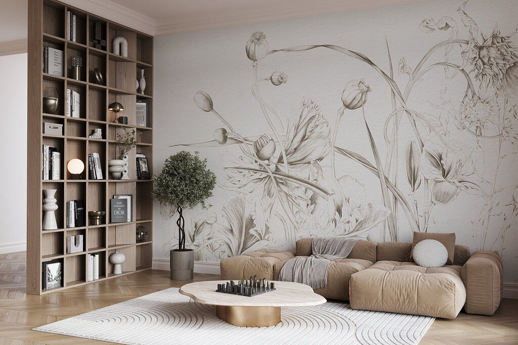 Drawing of flowers and leaves