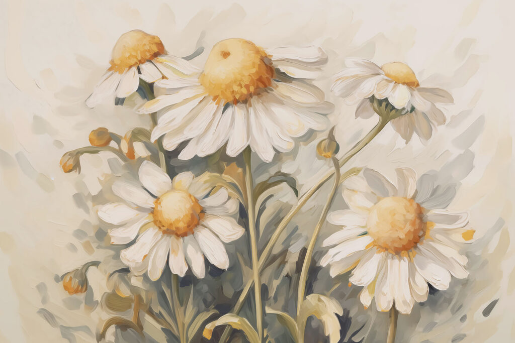 Painting of white and yellow flowers Painting of white and yellow flowers