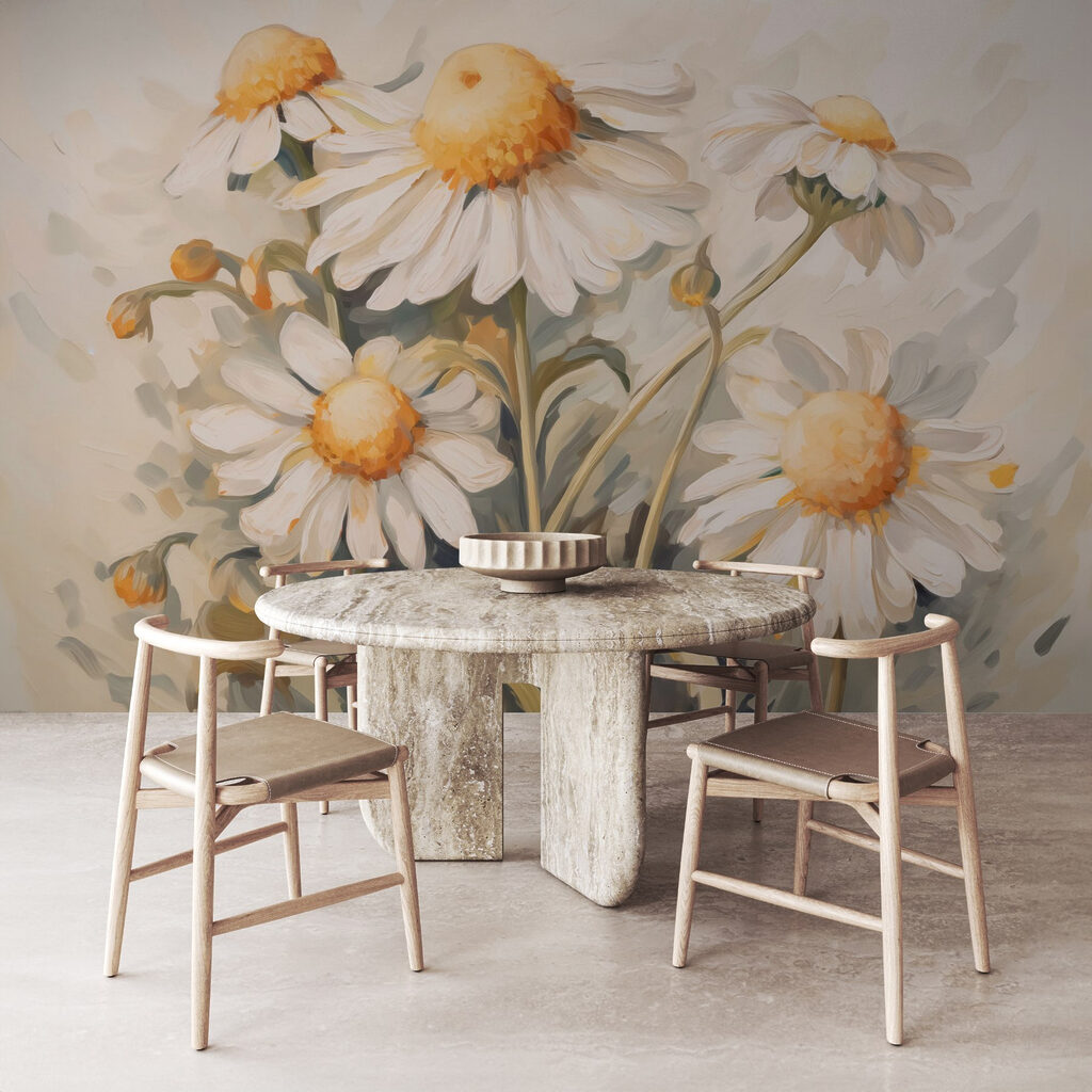 Painting of white and yellow flowers Painting of white and yellow flowers